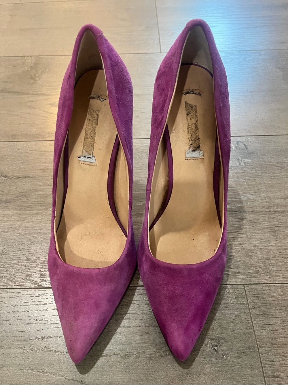 Elegant Purple Suede Pointed-Toe Heels